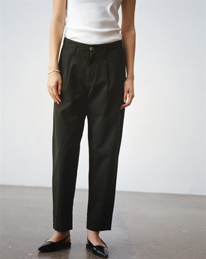 Rabens Saloner - Raina Canvas Light Pleat Bukser - Faded Black